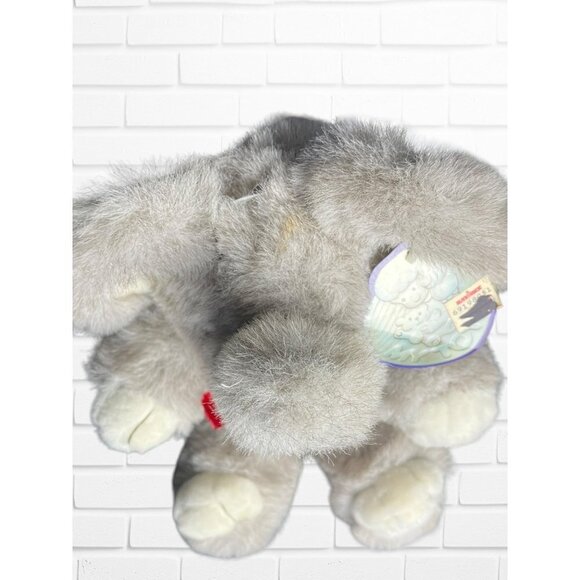 Vintage 90's Gray Elephant Plush With Red Bow Cozy Soft Stuffed Animal - Picture 2 of 9